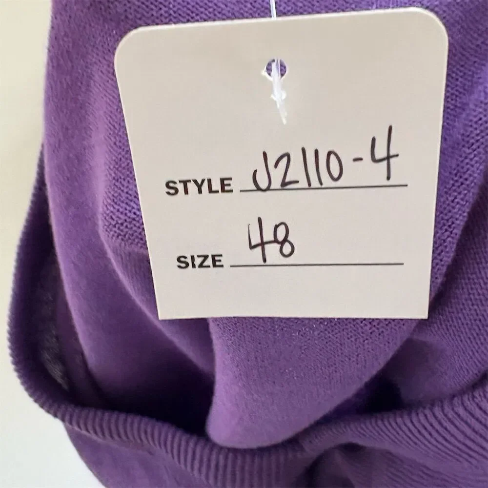 Roberto Collina Unisex V-Neck Cotton and Leather Purple Sweater Size 48